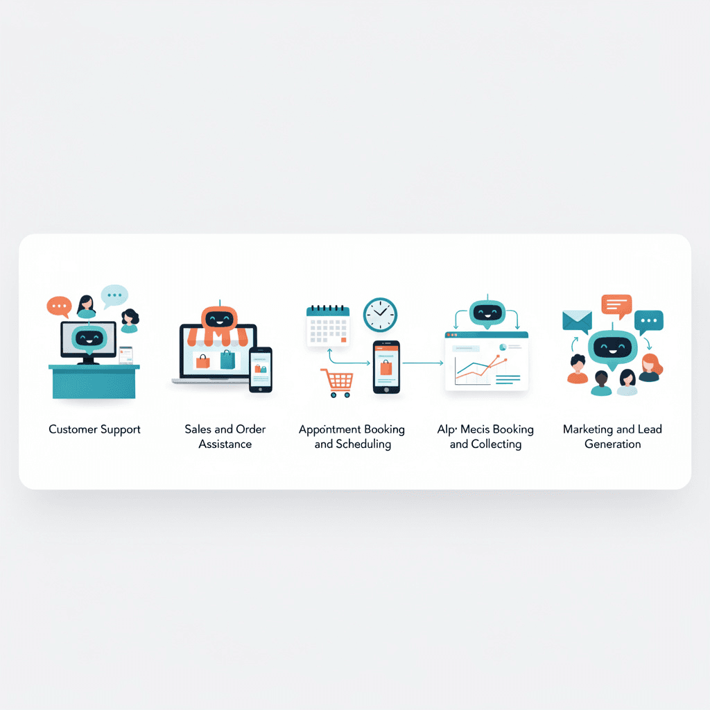 AI chatbot interface helping small business with customer inquiries, lead capture, and appointment booking