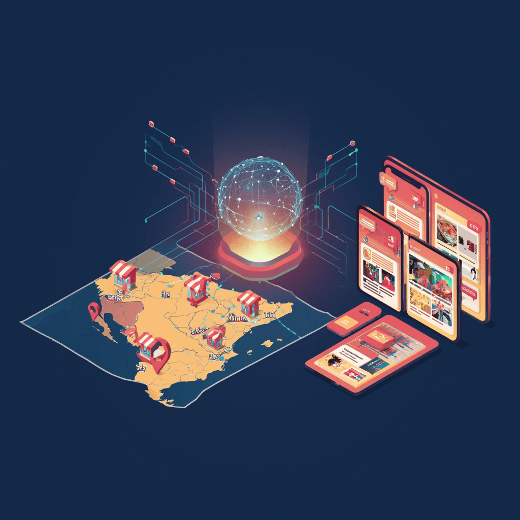 AI content localization workflow showing English source content being adapted to culturally-relevant Spanish versions