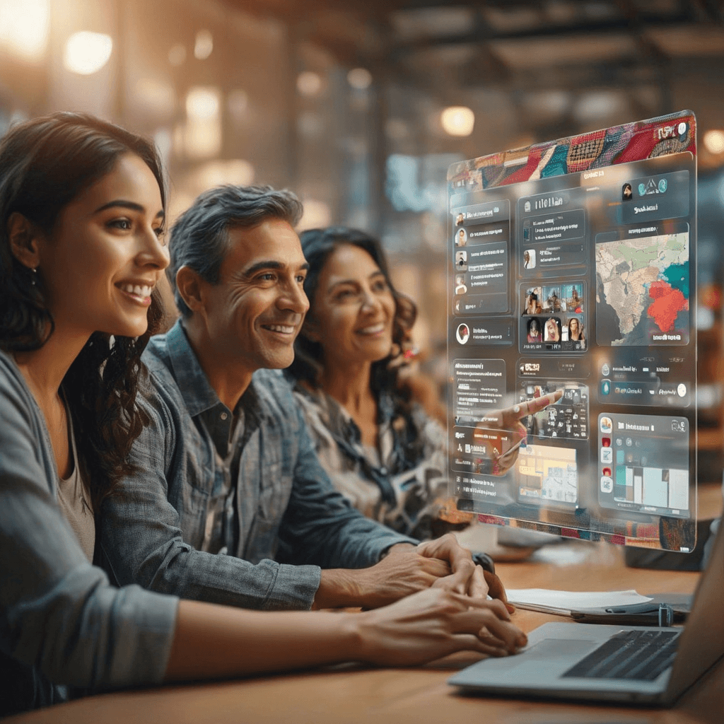 AI dashboard showing personalized content recommendations adapting to Hispanic customer preferences and cultural context