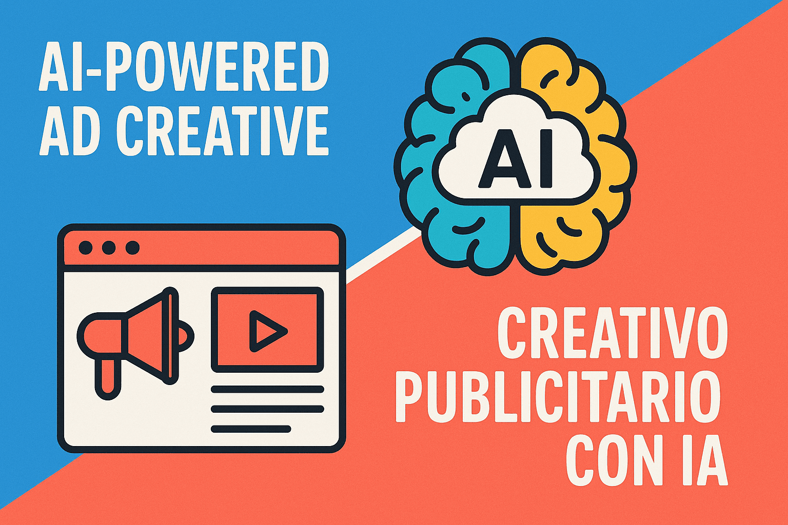 AI platform generating bilingual ad creative with English and Spanish versions displayed side by side