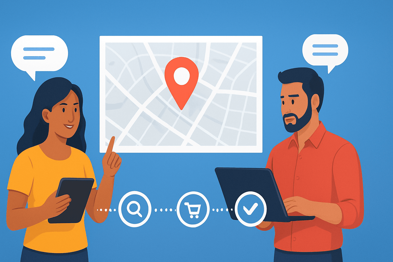 Marketing team analyzing bilingual customer journey map on large display showing English and Spanish touchpoint flows