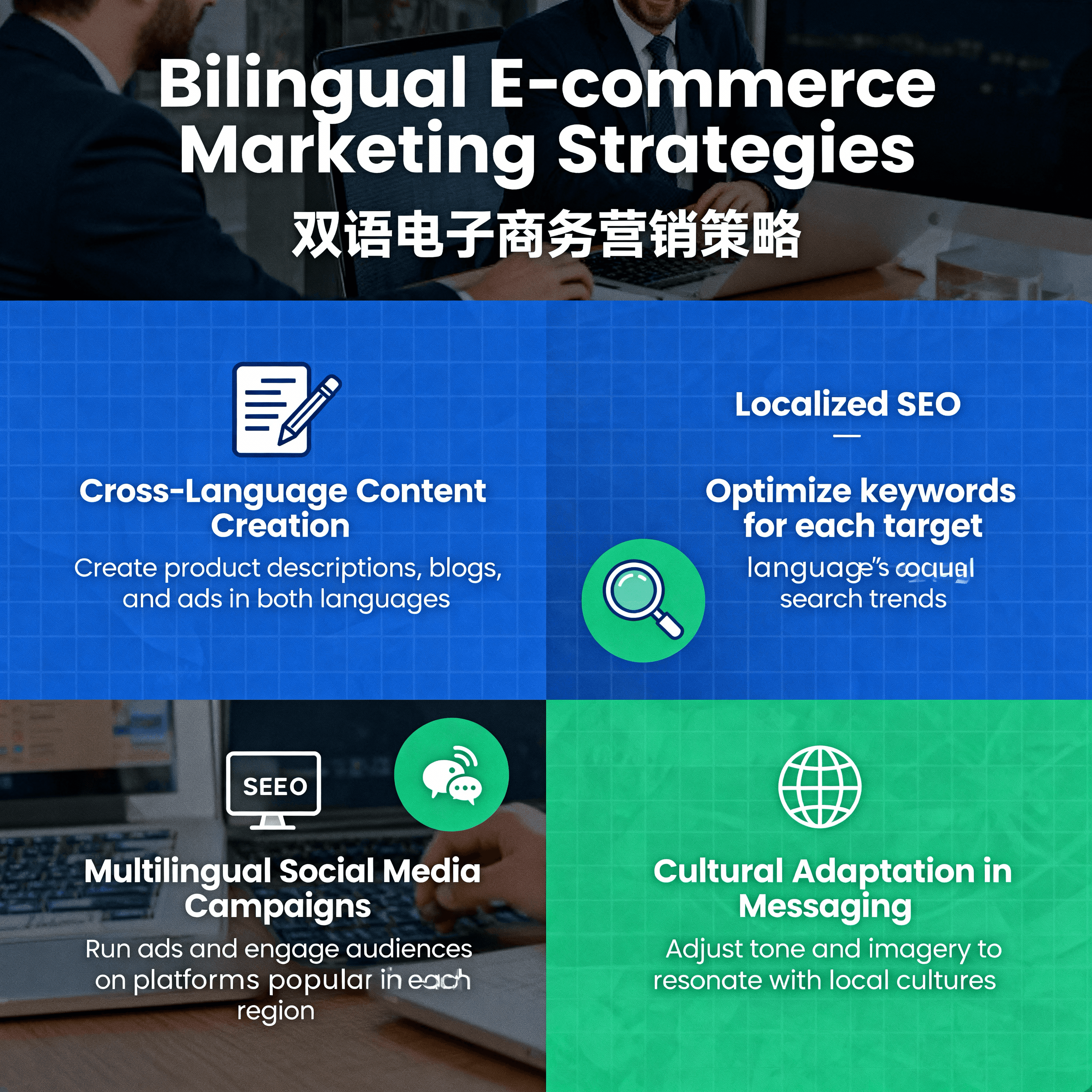 Hispanic family shopping online together on laptop with bilingual Spanish English e-commerce website displayed