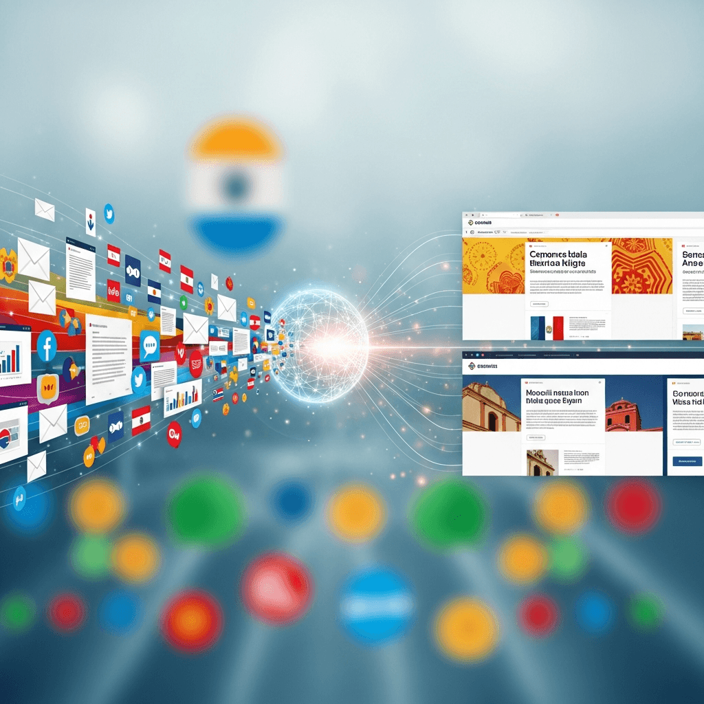 Marketing dashboard showing bilingual email campaign analytics with English and Spanish performance metrics side by side