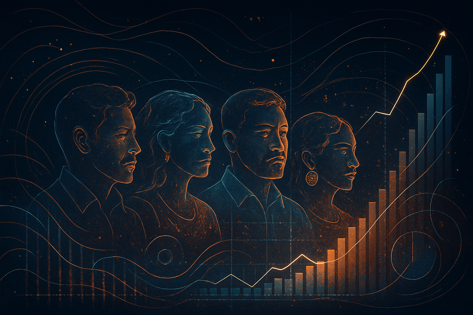 Data analytics dashboard showing predictive models and Hispanic consumer behavior insights with trend visualizations